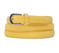 YEHMAN Ceinture classique fine 2 cm en croûte de cuir de vachette ajustable 120 cm (Jaune)