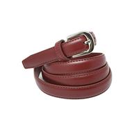 YEHMAN Ceinture femme classique fine 2 cm en croûte de cuir de vachette ajustable 120 cm (Bordeaux)