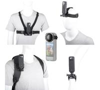 YEHOLDING 10 Pièces Kit caméra d'action,pour Insta360 X5/X4 Air/X4/X3/ Ace Pro, Harnais Telephone, Fixation Bandeau et Poignet,Clip de Sac à Dos, Capuchon en Silicone,Compatible avec GoPro Hero,SJCAM
