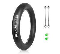 YEHOLDING Chambre à Air 16 x 1,75-2,125 Schrader pour Vélo Enfant, Noir, 2 Leviers Inclus, 2 Bouchons de Valve Lumineux, Compatible avec la plupart des Vélos, Remorques et Trottinettes pour Enfants