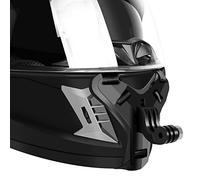 YEHOLDING Support Menton avec Sangle de Casque intégral de Moto + Extra pour différents scénarios de Montage adhésif Plat et incurvé pour GoPro Insta360 DJI SJCAM APEMAN etc (Black)