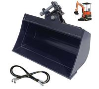 YEHOZZ Godet à Dents Plates pour Pelle Rétro, Compatible avec Les Mini-Pelles. Godet à Sable, Terre Et Nettoyage De Fossés. Portée : 90 Mm. Diamètre des Trous : 25 Mm.