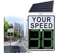YEHOZZ Panneau D'avertissement Radar Solaire, Surveillance De La Vitesse Réglable pour Autoroutes, Rétroaction De Vitesse à LED, Alerte De Survitesse (Rouge), pour Zones Scolaires 60x75cm/23.5"x25.5"