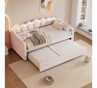 YEHTOKHOME Canapé-lit Moderne 90x200cm avec éclairage LED et sommier à Lattes,Simple lit de Jour avec Dossier et accoudoirs,Multifonctionnel avec lit escamotable(sans Matelas) (Rose 1)