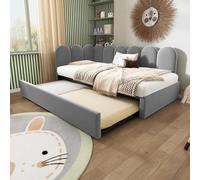 YEHTOKHOME Lit de Jour rembourré avec Structure en métal, avec Multifonctionnel lit escamotable,canapé-lit Simple en Tissu Velours(sans Matelas) (Gris, 90x200cm)