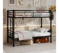 YEHTOKHOME Lit Superposé 2 Places 90x190 en Métal, Transformable en 2 Lits Séparés avec Échelle Antidérapante, Barrières Sécurité, pour Adolescents (sans Matelas) (C-Noir)