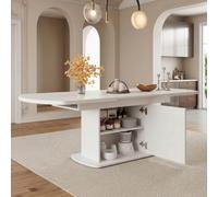 YEHTOKHOME Table à Manger avec rangements et Plateau Extensible (Blanc,1)