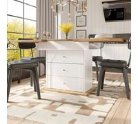 YEHTOKHOME Table à Manger Extensible 4-6 Personnes, Table de Cuisine avec Rangement Caché et Porte Soft-Close, 2 Tiroir et Porte battante, pour Petits Espaces, 110-140x80 cm (E-Blanc)