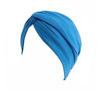 YEHUDAF LEE Turban Femme Chimio - Foulard Cheveux Élégant, Bonnet Chimio Doux et Élastique - Multiple Couleurs Pure,Confortable (FR/ES, Alpha, One Size, Lac Bleu)