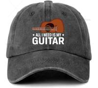 YEHWHCOAO Casquette de Baseball Noire délavée et délavée drôle Tout ce Dont j’AI Besoin, c’est de ma Casquette imprimée à la Guitare - Classique Bonnet en Coton réglable
