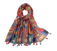 Yeieeo Écharpe bohème légère à imprimé floral pour femme, châle à franges tendance pour l'automne et l'hiver, Medium