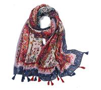 Yeieeo Écharpe bohème légère à imprimé floral pour femme, châle à franges tendance pour l'automne et l'hiver, Medium