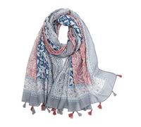 Yeieeo Écharpe bohème légère à imprimé floral pour femme, châle à franges tendance pour l'automne et l'hiver, Medium