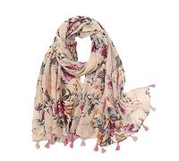 Yeieeo Écharpe bohème légère à imprimé floral pour femme, châle à franges tendance pour l'automne et l'hiver, Floral 1, Medium