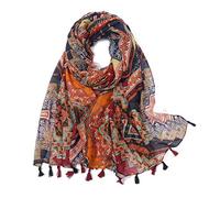 Yeieeo Écharpe bohème légère à imprimé floral pour femme, châle à franges tendance pour l'automne et l'hiver, Medium