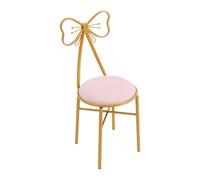 YEITBY Chaise de coiffeuse avec dossier, tabouret de maquillage confortable pour chambre à coucher, salon, design élégant avec dossier en nœud en velours, cadre en métal, rose, pour manucure et