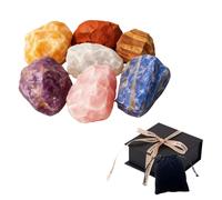 Yejahy Ensemble De 7 Pierres De GuéRison Des Chakras Pour La MéDitation, Pierres PréCieuses En Cristal Serties D'AméThyste Et De Quartz Rose