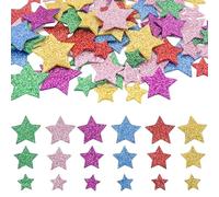 YEJAHY Lot de 350 étoiles en caoutchouc mousse - Autocollants à paillettes - Couleurs mélangées - Autocollants en plastique - Pour la décoration de bricolage - 25 mm, 30 mm, 35 mm
