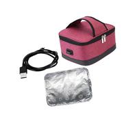 YEJBBUC Boîte à déjeuner chauffante électrique USB pour voiture, pique-nique, travail, rouge, 22 x 16 x 10 cm