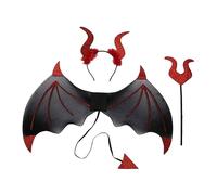 YEJBBUC Costume de diable d'Halloween avec cornes pour fête, carnaval, rouge universel