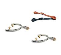 YEJBBUC Lot de 2 éperons Western Horse Spur Premium Cowboy pour bottes de compétition d'entraînement avec sangle