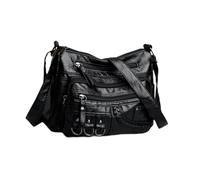 YEJBBUC Sac à bandoulière en cuir synthétique souple pour femme, sac à bandoulière pour cadeaux d'été, travail, noir, 25 x 9 x 18 cm, Noir : 25 x 9 x 18 cm, 25x9x18cm