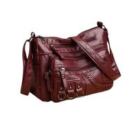 YEJBBUC Sac à bandoulière en cuir synthétique souple pour femme, sac à bandoulière pour cadeaux d'été, travail, noir, 25 x 9 x 18 cm, Rouge : 25 x 9 x 18 cm, 25x9x18cm