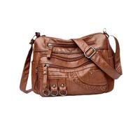 YEJBBUC Sac à bandoulière en cuir synthétique souple pour femme, sac à bandoulière pour cadeaux d'été, travail, noir, 25 x 9 x 18 cm, Marron 25 x 9 x 18 cm, 25x9x18cm