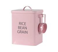 YEJBBUC Seau de stockage de farine et cuillère doseuse, seau à riz pour haricots, céréales, rose, 18 x 15 x 23 cm