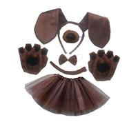 YEJBBUC Serre-tête et queue avec oreilles de chien pour Halloween, cosplay, mascarade, performance pour enfants, marron, 38 x 36 cm