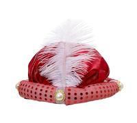 YEJBBUC Turban indien Sultan pour Halloween, spectacle, carnaval, rouge