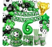 YEJIKJ Decoration Anniversaire Vaisselle Foot 6 ans, Kit Déco Fête Anniversaire Foot pour Enfant Garçon