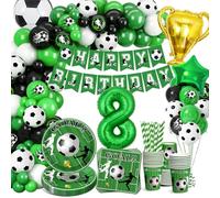 YEJIKJ Decoration Anniversaire Vaisselle Foot 8 ans, Kit Fête Foot pour Enfant Garçon