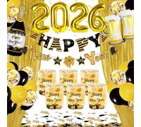 YEJIKJ Nouvel An Déco 2026 Set de Accessoires de fête, Nouvel An Déco 2026 Set de Décoration, Bonne Nouvelle année Décoration avec Fotorequisiten Confetti Ballons
