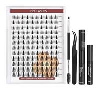 Yekavo Ensemble d'extensions de cils 120 pièces, ensemble d'extensions de cils Anime, kit d'extension de cils avec liaison et joint, dissolvant de cils, pince à épiler et brosse à cils