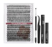 Yekavo Lot de 240 extensions de cils - Kit d'extension de cils avec Bond and Seal, extracteur de cils, tweezers et brosse à cils (60D + 80D)