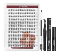 Yekavo Natural-DF09 Lot d'extensions de cils naturels, 144 pièces, avec colle et scellant, extracteur de cils, tweezers et brosse à cils