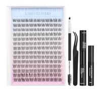 Yekavo Natural-SH06 Lot d'extensions de cils naturels, 168 pièces, avec colle à cils et scellant, extracteur de cils, tweezers et brosse à cils (Natural-SH06)