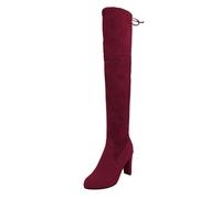 Yekdmxop Bottes Femmes Mollet Large Bottes Hautes Femmes Sur Le Genou Grosse Confortable Bottes Femmes Avec Talon Semelle Intérieure Mode Chaussures Femmes Talon Bas Printemps Hiver, rouge, 43 EU