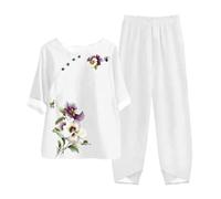 Yekdmxop Combinaison Femme Casual Ensemble Femme Pantalon Et Haut Fluide Bureau Travail Jogging Femme Ensemble Grande Taille Ensemble Femme Combinaison Ample Jambes Larges Été Automne