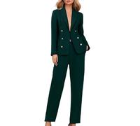 Yekdmxop Costume élégant pour femme, courbé, 2 pièces, pantalon et veste de cérémonie, combinaison élégante, business, avec pantalon et blazer, manches longues, couleur unie, pour les mariages et les