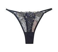 Yekdmxop Culotte brésilienne pour femme, dentelle sans couture, culotte brésilienne sexy ouverte, transparente et chaude, mini chaîne, offre string sous-vêtements, élastique noir Hipster Tanga Slip,