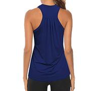 Yekdmxop Débardeur Femme Gym Yoga Sport Fitness Pilate Été Haut Débardeur Sport Respirant Rapide Séchage Chemise Décontracté Sans Manches Basique Débardeur Léger Maillot De Course, bleu foncé, Small