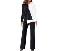 Yekdmxop Ensemble femme élégant costume femme complet couleur unie slim fit complet pantalon veste deux pièces élégant printemps et automne pour cérémonie de mariage et fêtes, 2 - Blanc, L