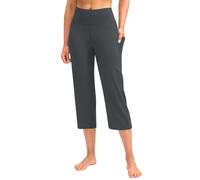 Yekdmxop Legging Sport Femme 3/4 Push Up Taille Haute Large Legging Capri Yoga Gym Pantalon Court Anti-cellulite Minceur Contrôle du Ventre Sans Couture Shorts Élastique Pilates, gris foncé, L