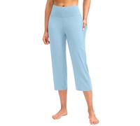 Yekdmxop Legging Sport Femme 3/4 Push Up Taille Haute Large Legging Capri Yoga Gym Pantalon Court Anti-cellulite Minceur Contrôle du Ventre Sans Couture Shorts Élastique Pilates, bleu ciel, XXL