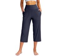 Yekdmxop Legging Sport Femme 3/4 Push Up Taille Haute Large Leggings Capri Gym Yoga Pantalon Anti-cellulite Minceur Contrôle du Ventre Sans Couture Shorts Élastique Pilates, Marina, XL