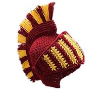 YEKEYI Barbarian Bonnet tricoté avec longue barbe pour adulte Viking Cheveux synthétiques Perruque Visière Laine tricotée Casquette drôle Tête de mort, taille unique