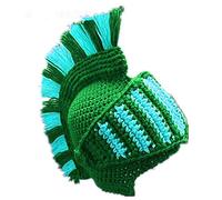 YEKEYI Bonnet barbare tricoté pour adulte avec fausse perruque de cheveux viking en laine tricotée drôle, Chapeau Chevalier Romain Vert, Taille unique