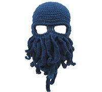 Yekeyi, Bonnet de chevalier mignon en forme de casque ; chapeau barbe, fabriqué à la main, hiver épais ; chapeau avec poulpe pour Halloween, cosplay, masque de ski, Marine militaire., Taille Unique